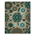 Green Orange Starburst Mandala Rug