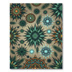 Green Orange Starburst Mandala Rug