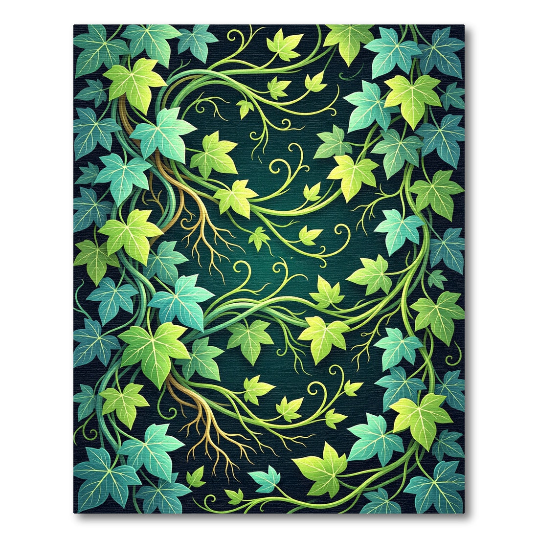 Lush Emerald Green Ivy Vine Garden Rug