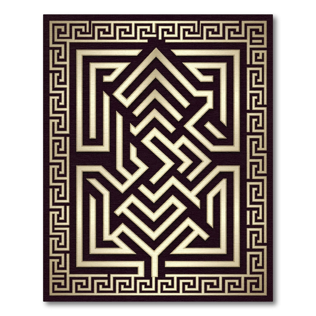 Gold Greek Key Maze Rug