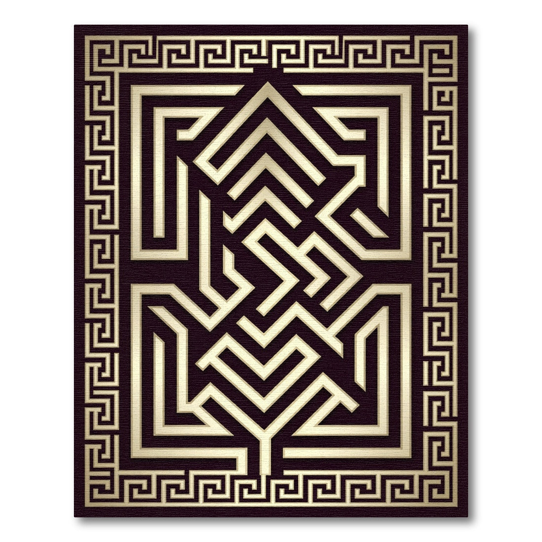 Gold Greek Key Maze Rug