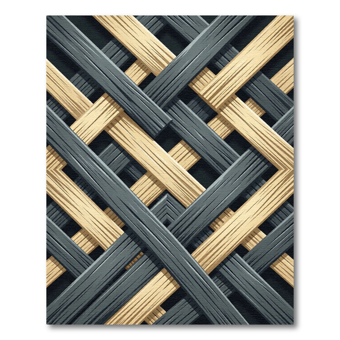 Gray Flax Interwoven Lattice Rug