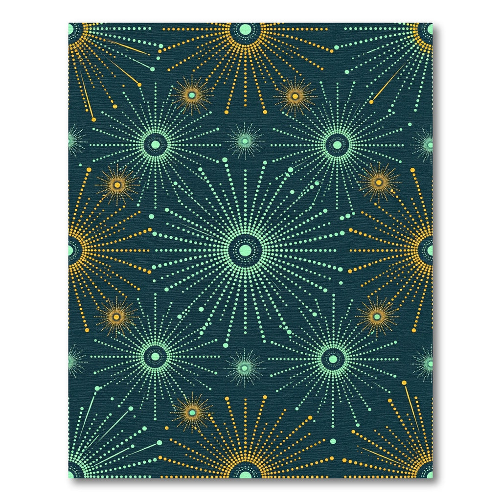 Muted Teal Orange Starburst Radiance Rug