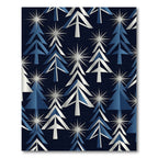 Modern Navy Blue Starry Winter Pine Rug