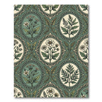 Vintage Sage Floral Oval Cameo Rug