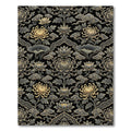 Golden Lotus Chrysanthemum Floral Black Chinoiserie Rug