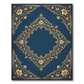 Elegant Gold Floral Navy Medallion Rug