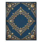 Elegant Gold Floral Navy Medallion Rug