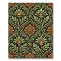 Orange Green Floral Scrollwork Serenity Rug