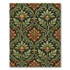 Orange Green Floral Scrollwork Serenity Rug