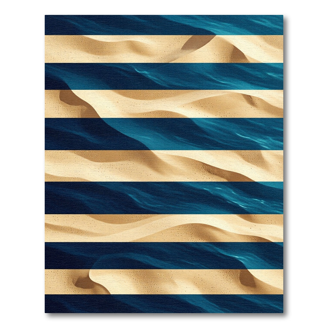 Abstract Blue Ocean Sand Striped Art Rug
