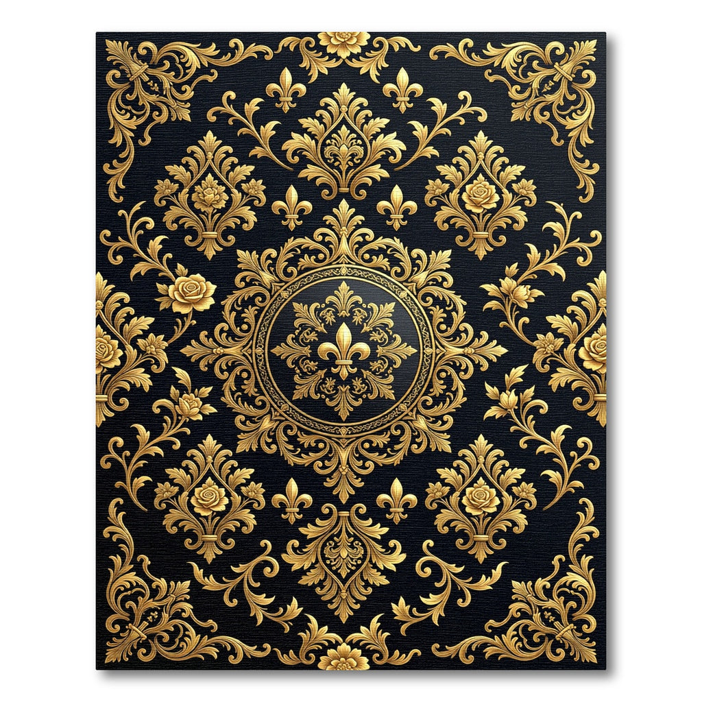 Royal Gold Fleur De Lis Medallion Rug