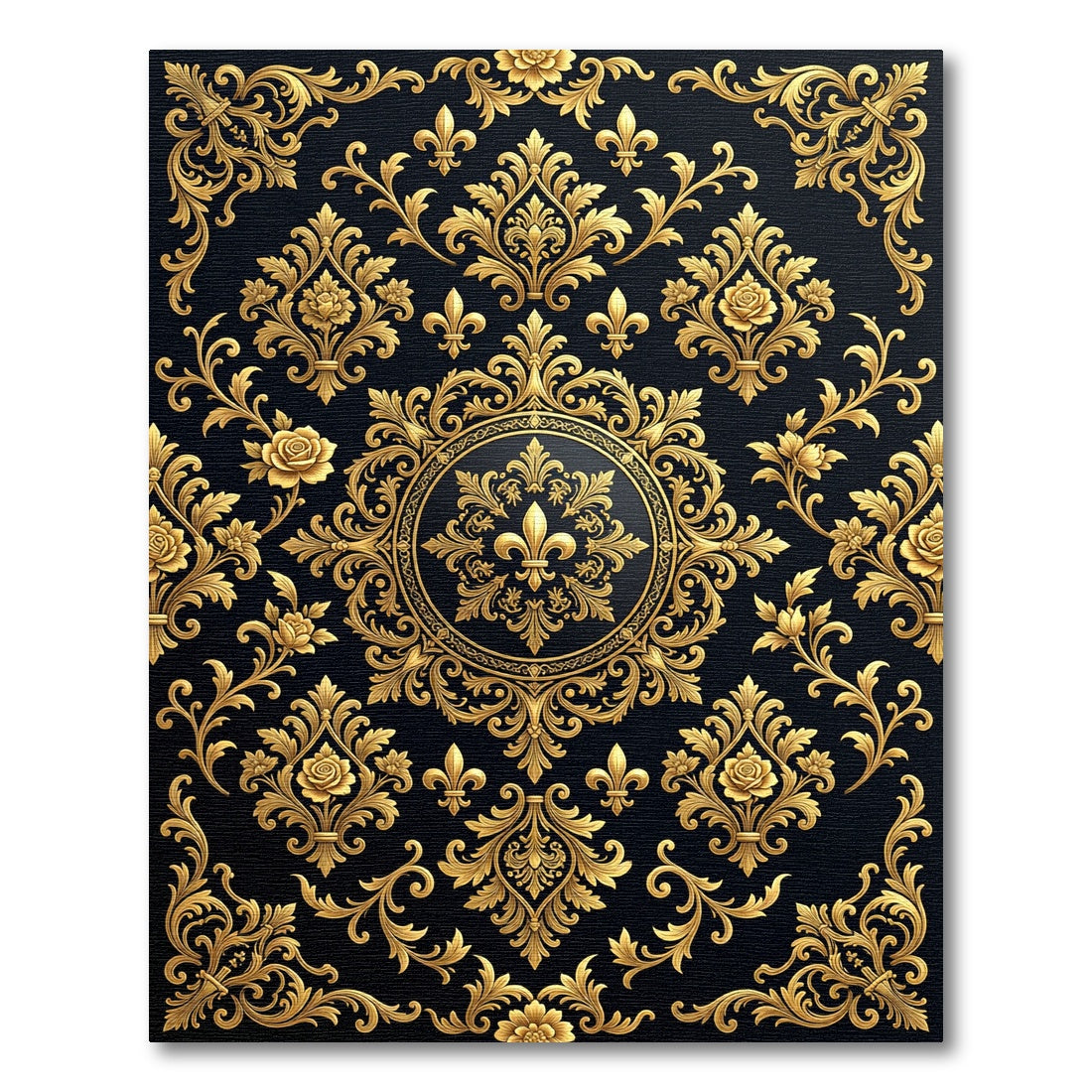 Royal Gold Fleur De Lis Medallion Rug