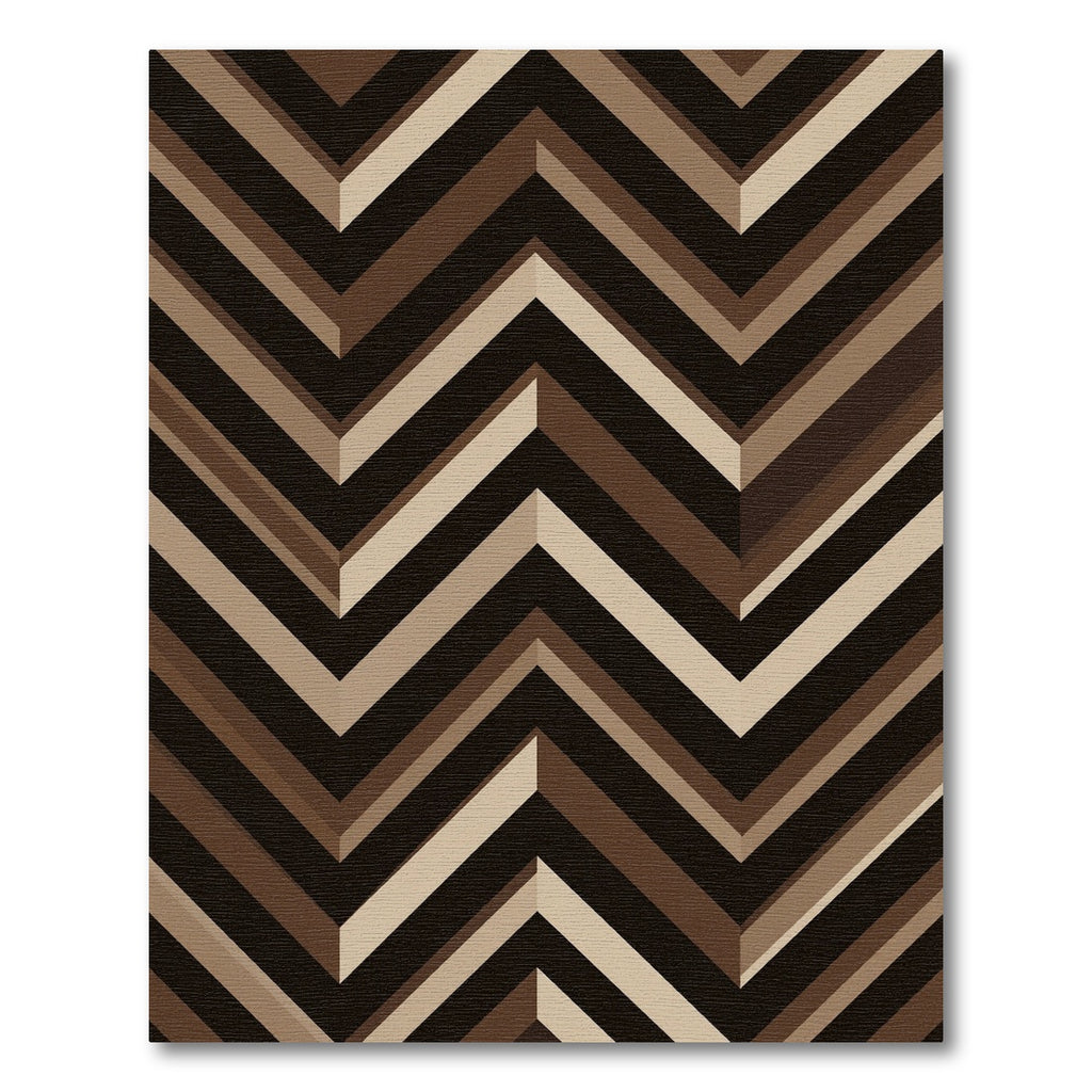 Geometric Chevron Earthy Brown Layers Rug