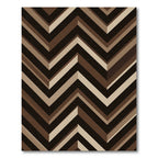 Geometric Chevron Earthy Brown Layers Rug