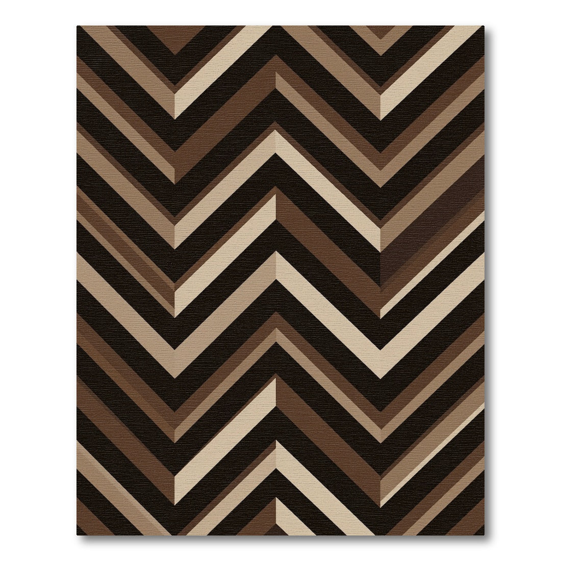 Geometric Chevron Earthy Brown Layers Rug