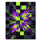 Neon Purple and Lime Splatter Grid Rug