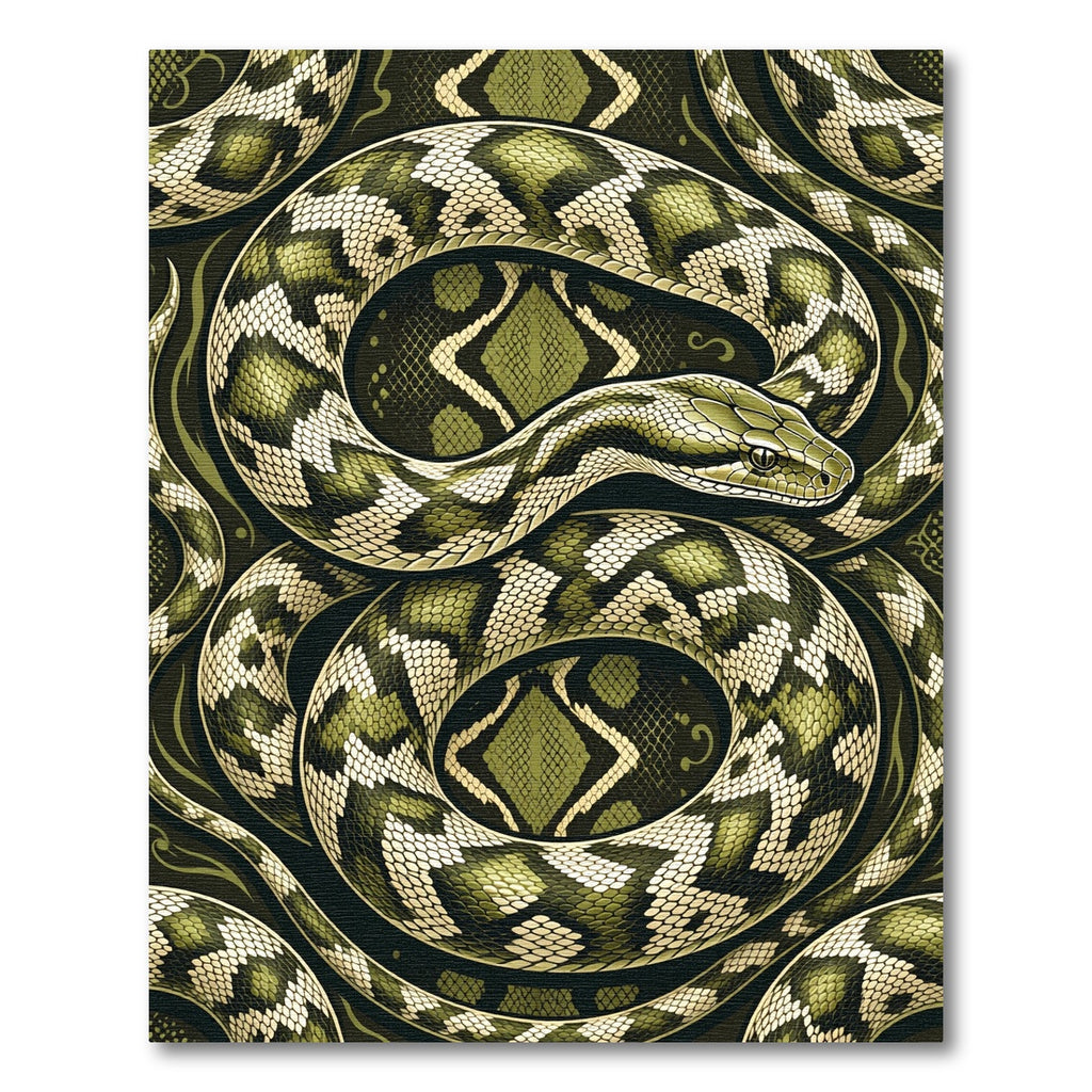 Coiled Green Serpent Scales Reptilian Rug