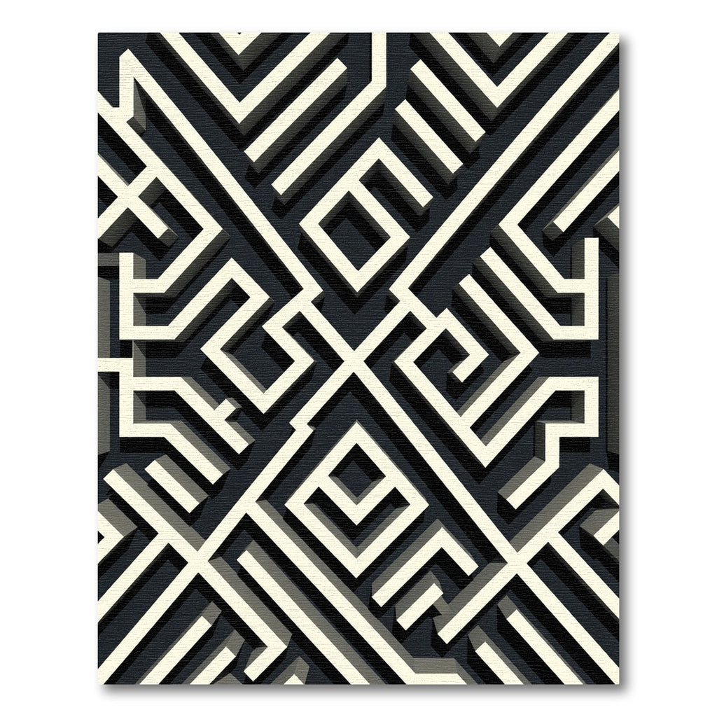 Monochromatic Labyrinth Illusion Rug