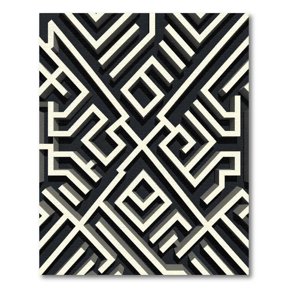 Monochromatic Labyrinth Illusion Rug