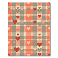 Coral and Gray Heart Plaid Rug