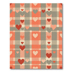 Coral and Gray Heart Plaid Rug