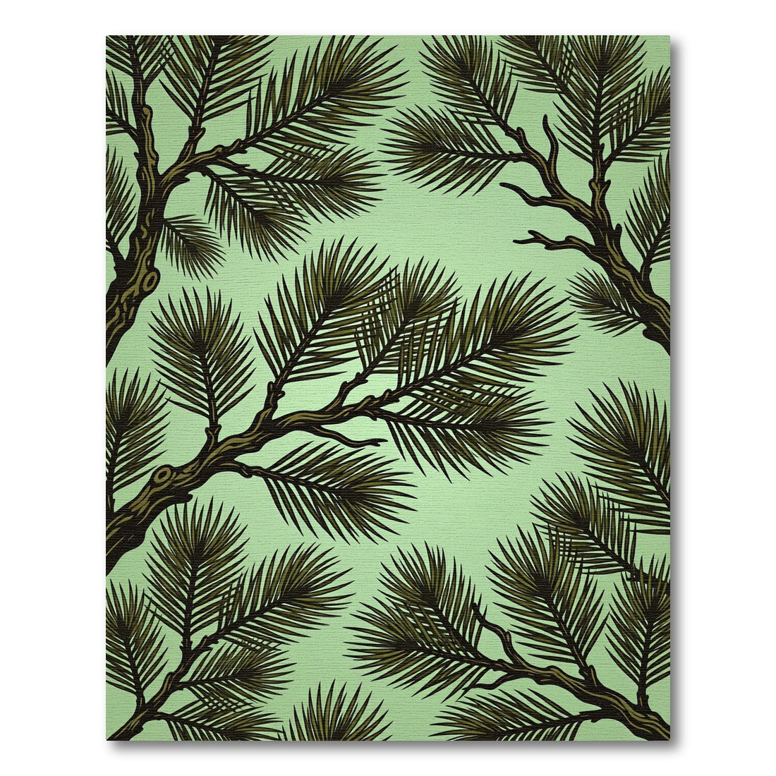Olive Green Pine Branch Foliage Rug