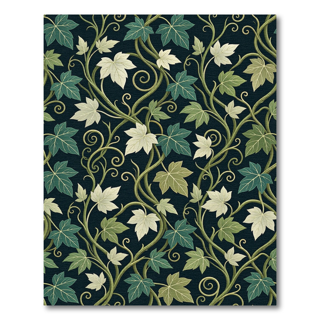 Elegant Green Ivy Vine Botanical Wallpaper Rug