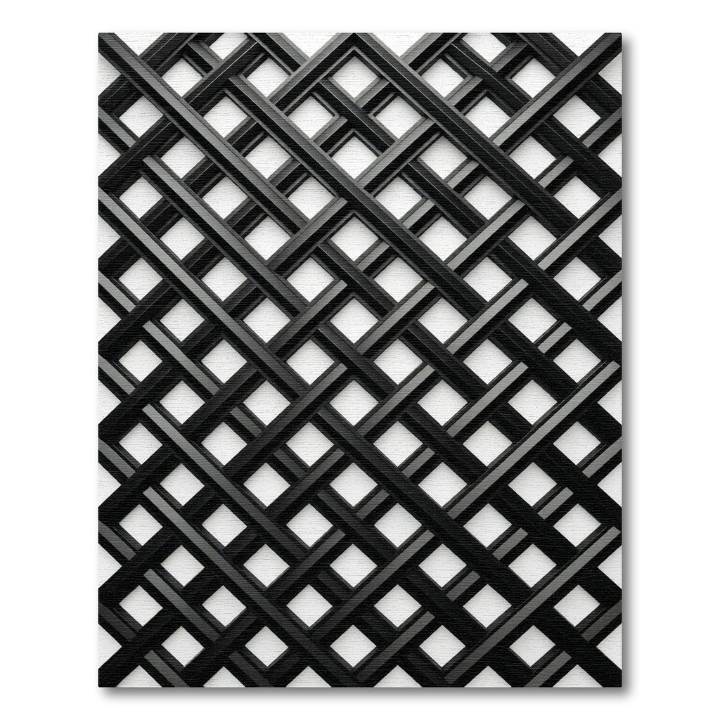 Modern Black Interlocking Geometric Lattice Rug