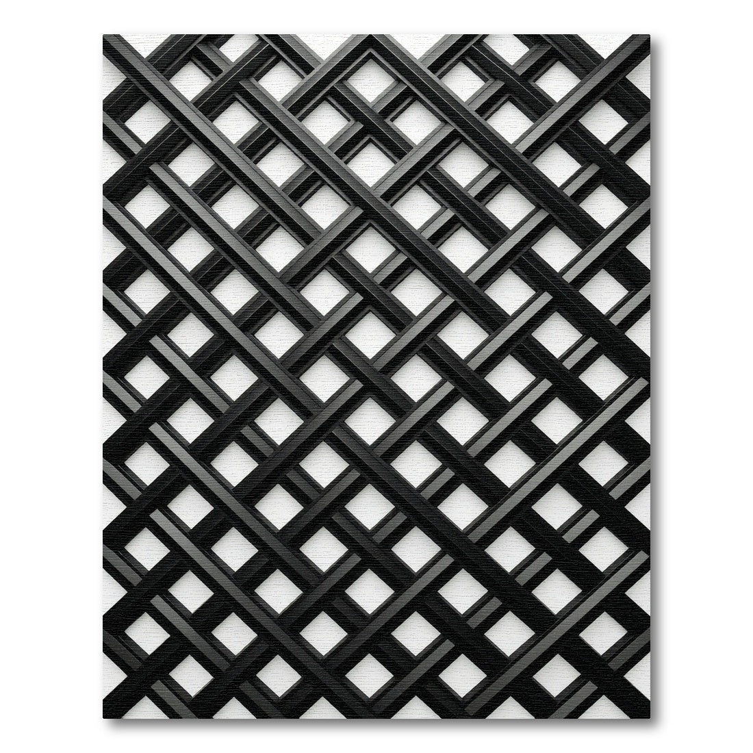Modern Black Interlocking Geometric Lattice Rug