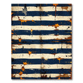 Distressed Navy and Ochre Horizontal Stripes Rug