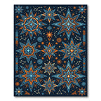 Celestial Starburst Orange Blue Medallion Rug