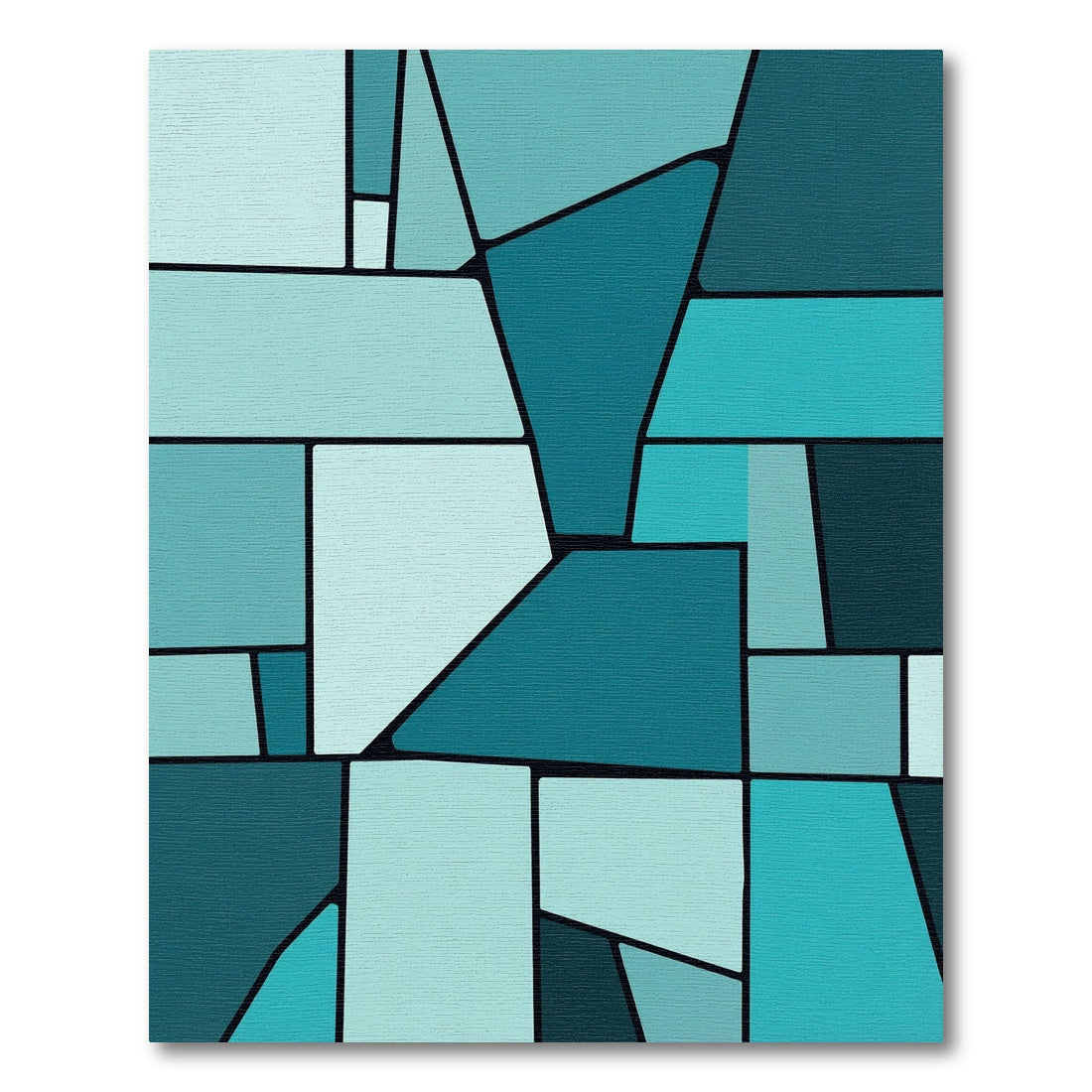 Modern Teal Geometric Block Rug