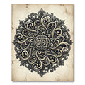 Ornate Gray Floral Mandala Rug