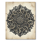 Ornate Gray Floral Mandala Rug