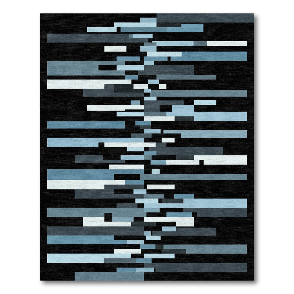 Modern Slate Blues Horizontal Bars Rug