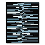 Modern Slate Blues Horizontal Bars Rug