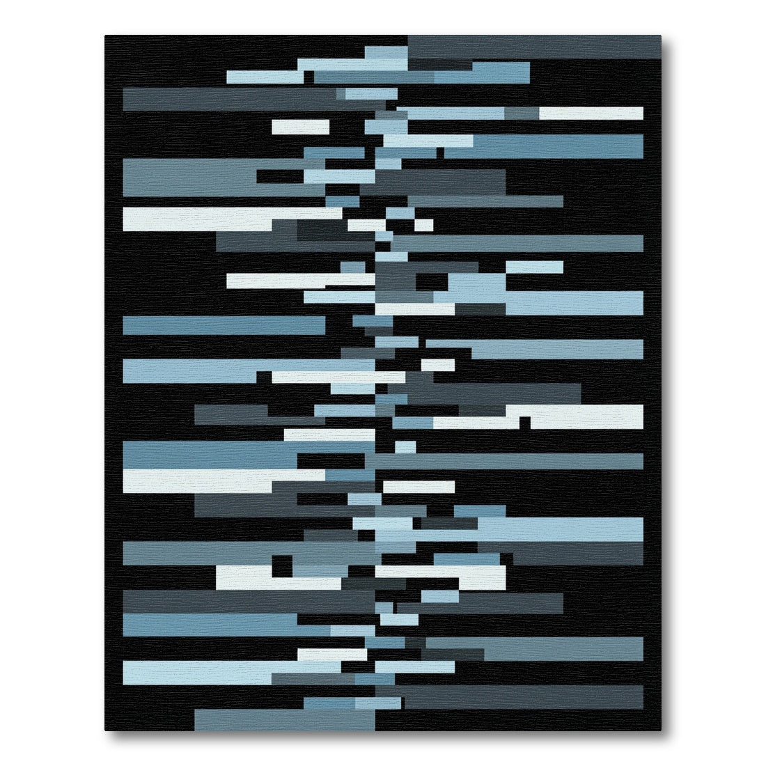 Modern Slate Blues Horizontal Bars Rug