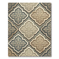 Elegant Cream and Teal Ornate Scrollwork Rug