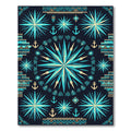 Nautical Teal Star Compass Anchor Rug