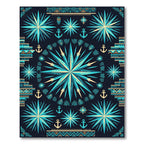 Nautical Teal Star Compass Anchor Rug