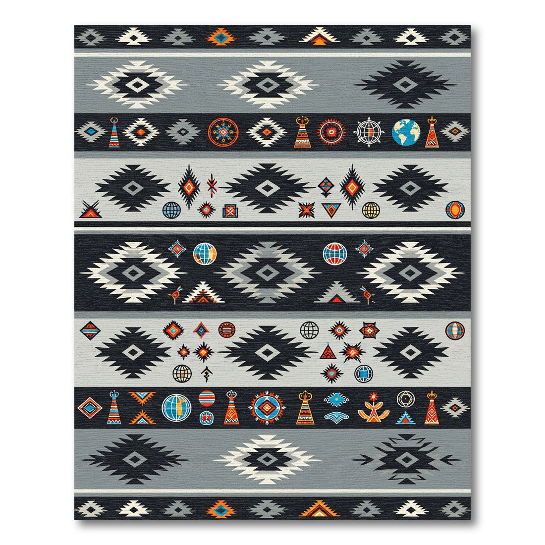 Navajo Inspired Geometric Southwest Medallion Rug