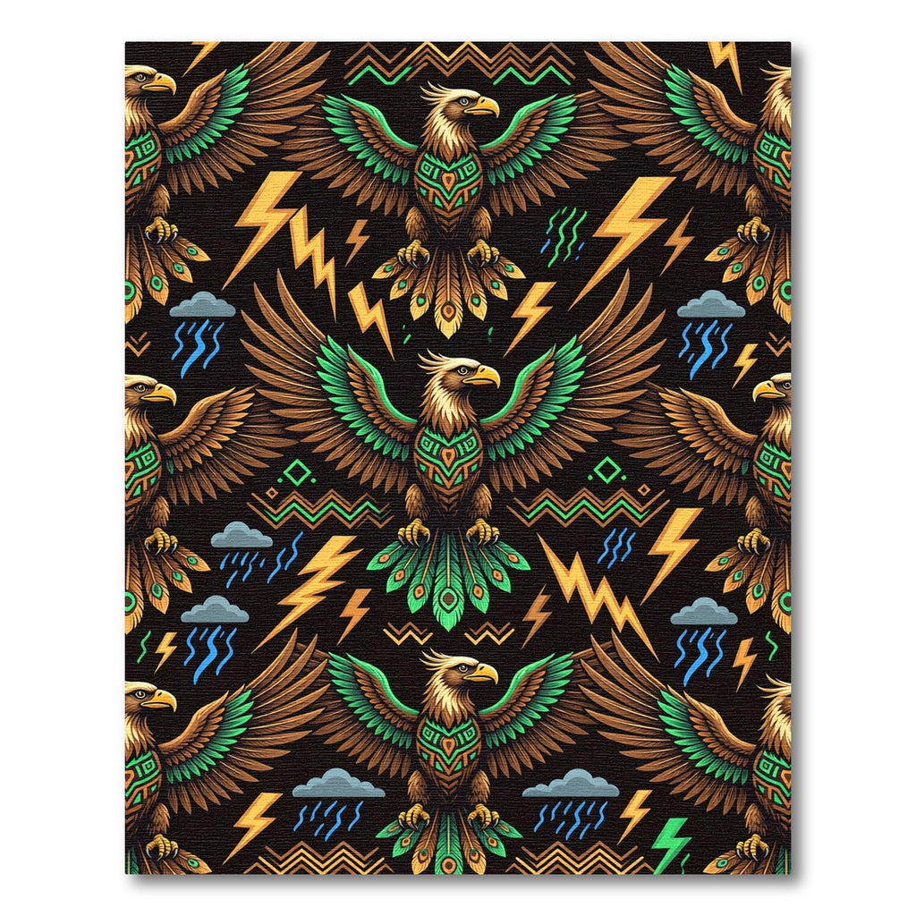 Tribal Thunder Eagle Lightning Geometric Rug