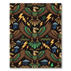 Tribal Thunder Eagle Lightning Geometric Rug