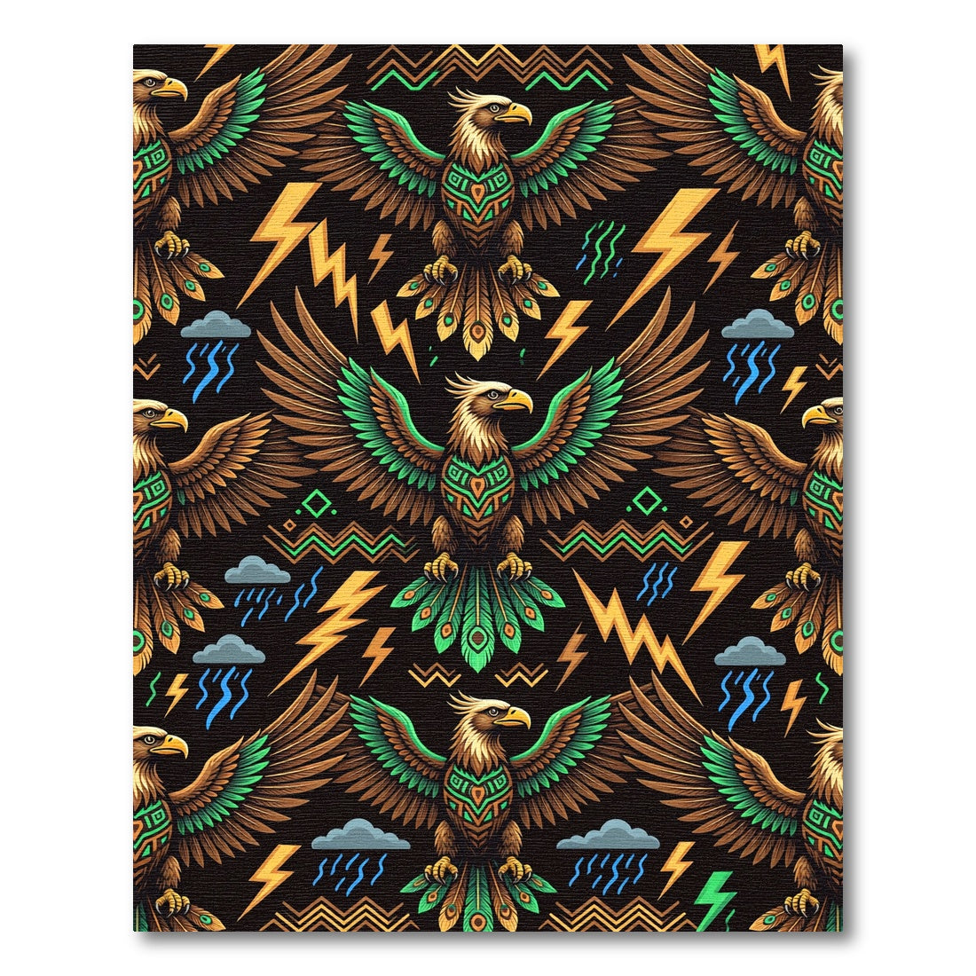 Tribal Thunder Eagle Lightning Geometric Rug