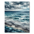 Stormy Blue Watercolor Ocean Wave Rug