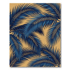 Lush Navy Tropical Palm Leaf Rug