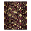 Art Deco Burgundy Gold Fan Shell Rug