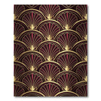 Art Deco Burgundy Gold Fan Shell Rug