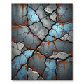Cracked Blue Concrete Rusted Metal Plates Rug